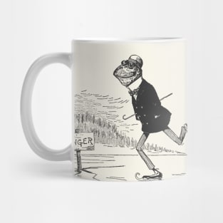 Cottagecore Frog Ice Skating, Toad Gentleman in Danger, Vintage Frogcore Fairytale Mug